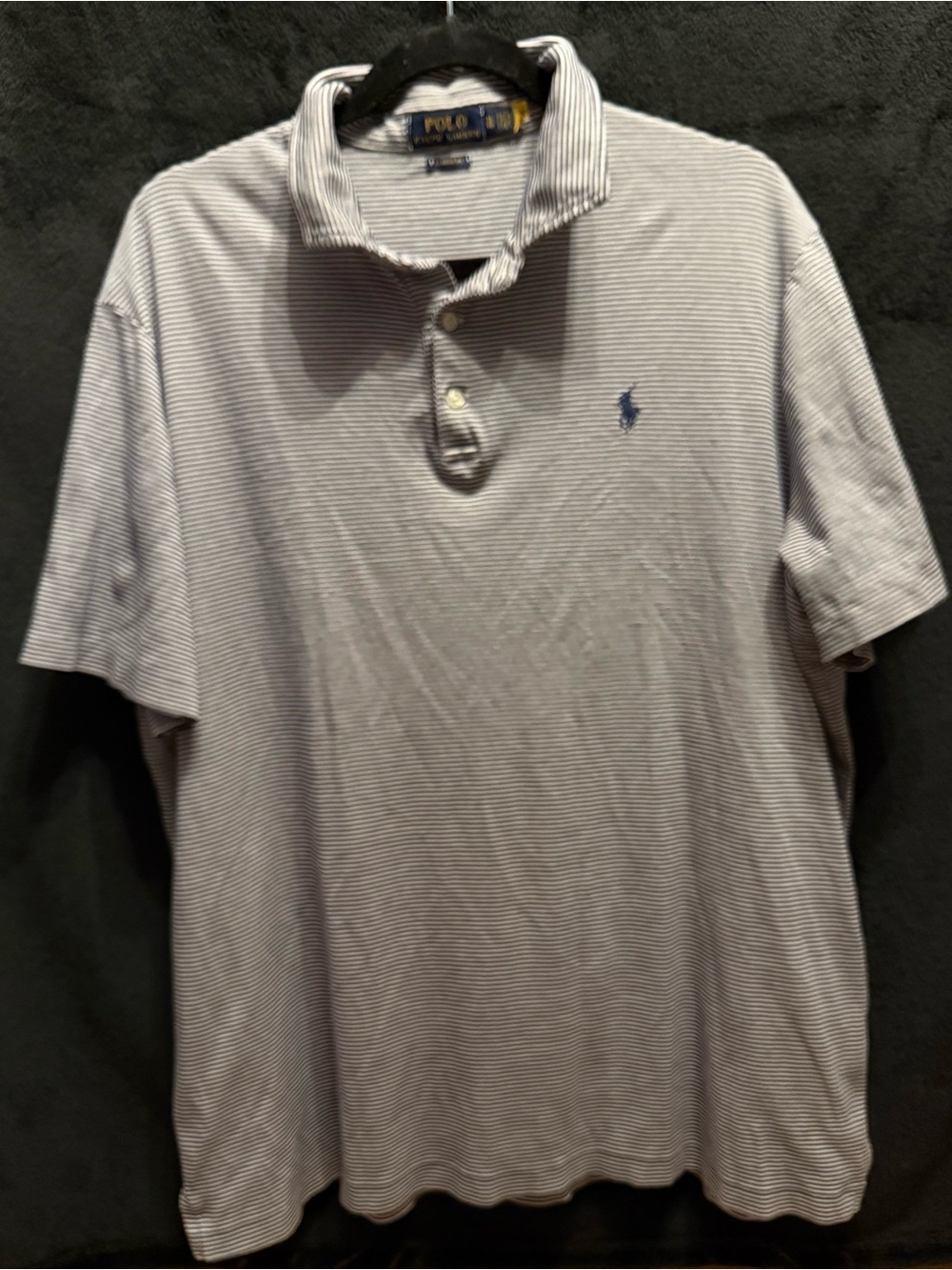 Ralph Lauren Men’s Light Blue & White Thin-Striped Polo